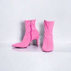 Eloquii Neoprene Ankle Boot in Hot Pink
